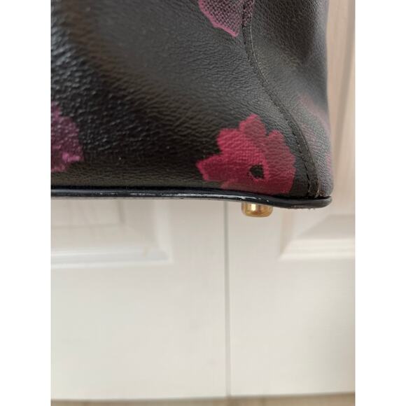 COACH Casey Halftone Floral Crossgrain Black Wine Satchel - Picture 11 of 11